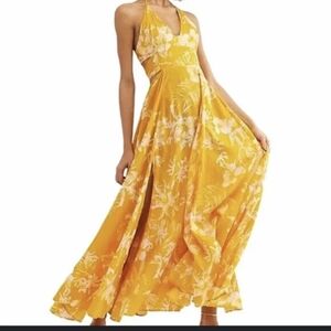 Free People Yellow Floral Lillie Maxi Dress/Medium